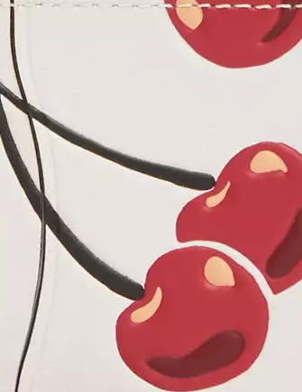 Coach Zip Card Case With Cherry Print Chalk