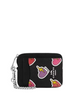 Coach Zip Card Case With Heart Bolt Print Black