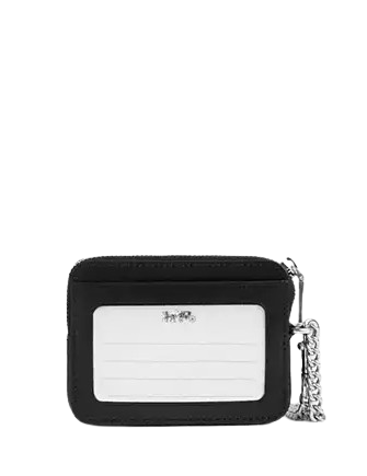 Coach Zip Card Case With Heart Bolt Print Black