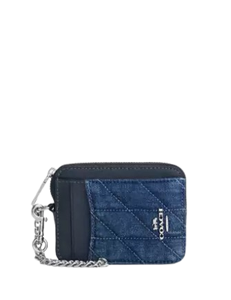 Coach Zip Card Case With Quilting Denim
