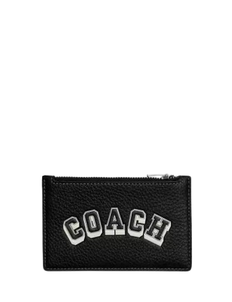 Coach Zip Card Case With Varsity Motif Black