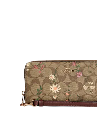 Coach Long Zip Around Wallet In Signature Canvas With Wildflower Print