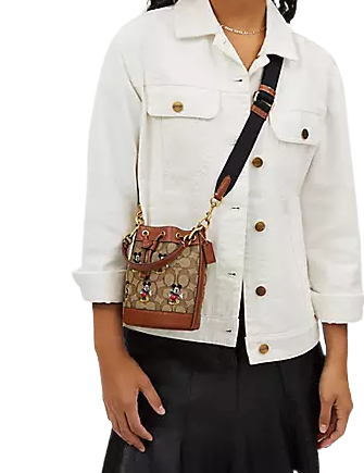 Coach Disney X Coach Mini Dempsey Bucket Bag In Signature Jacquard With Mickey Mouse Print Brixton Baker