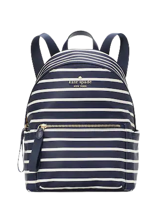 Kate spade black top and white striped backpack