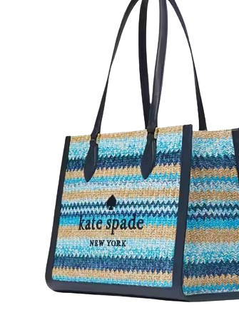 Kate Spade New York Ellie Stripe Straw Large Tote