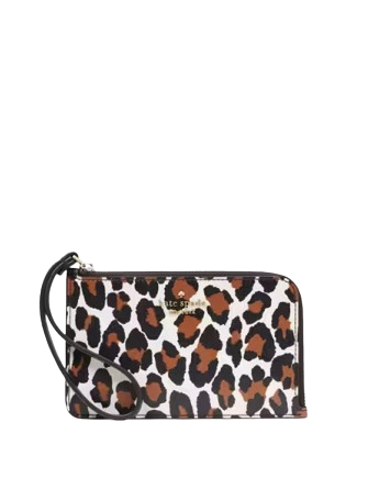 Kate Spade New York Lucy Leopard Small L Zip Wristlet