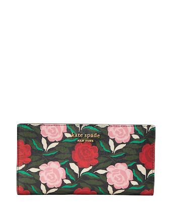 Kate Spade New York Morgan Rose Garden Slim Bifold Wallet - Black Multi