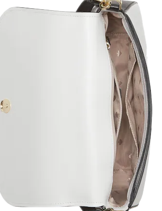 New Kate Spade Staci Saffiano Leather Flap Shoulder Bag Colorblock Warm Beige