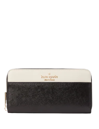 Kate Spade Staci Large Zip Around Continental Wallet White Black