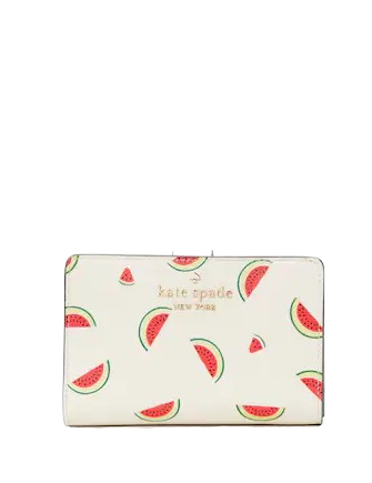 Kate Spade Stacie Watermelon Party Print Card Holder Leather KB554 Cream  New P2
