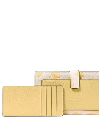 Kate Spade New York Ava Spring Pansies Bifold Wallet Yuzu Jam