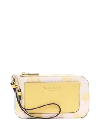 Kate Spade New York Ava Spring Pansies Card Case Wristlet  Yuzu Jam