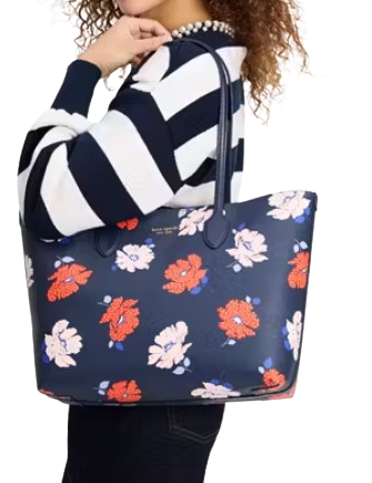 Kate Spade New York Bleecker Dotty Floral Large Tote Parisian Navy