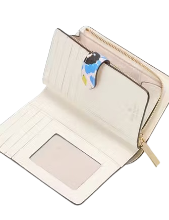 Kate Spade New York Boxed Madison Floral Medium Bifold Wallet Cream