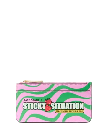 Kate Spade New York Bubble Gum Large Slim Card Holder Pink Green