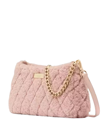 Kate Spade New York Carey Faux Fur Small Convertible Crossbody Rose Smoke