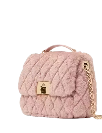 Kate Spade New York Carey Faux Fur Small Flap Crossbody Rose Smoke