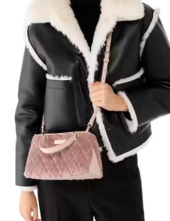 Kate Spade New York Carey Faux Fur Small Sullivan Satchel Rose Smoke