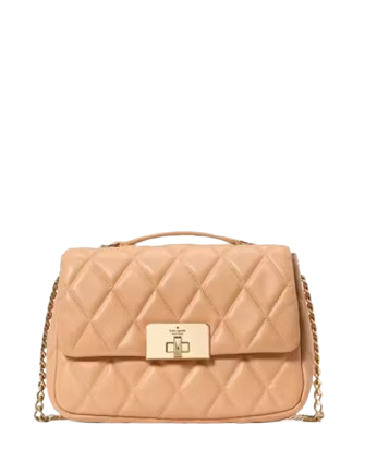 Kate Spade New York Carey Quilted Small Flap Crossbody Tiramisu Mousse