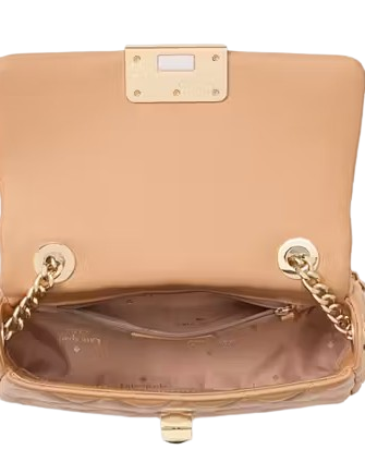 Kate Spade New York Carey Quilted Small Flap Crossbody Tiramisu Mousse