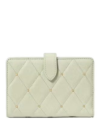 Kate Spade New York Carey Quilted Studded Medium Bifold Wallet Sage Bundle