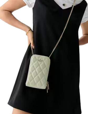 Kate Spade New York Carey Quilted Studded Phone Chain Crossbody Sage Bundle