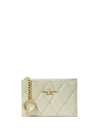 Kate Spade New York Carey Quilted Studded Small Card Holder Sage Bundle