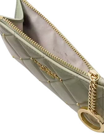 Kate Spade New York Carey Quilted Studded Small Card Holder Sage Bundle