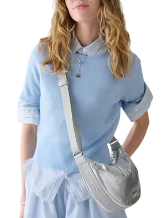 Kate Spade New York Carter Metallic Fabric Sling Bag Silver