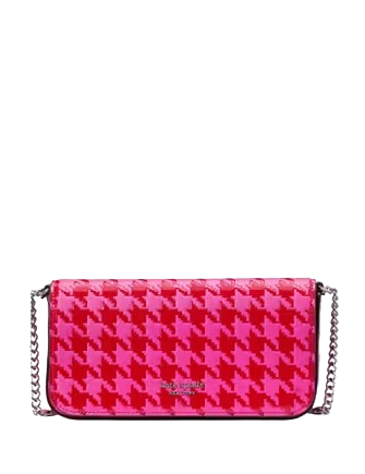 Kate Spade New York Devin Houndstooth Flap Chain Wallet Pink