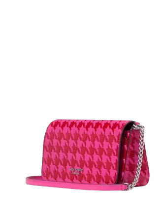 Kate Spade New York Devin Houndstooth Flap Chain Wallet Pink