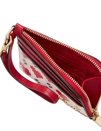 Kate Spade New York Devin Pixel Hearts Coin Card Case Wristlet Cream