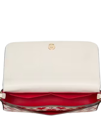 Kate Spade New York Devin Pixel Hearts Flap Chain Wallet Cream