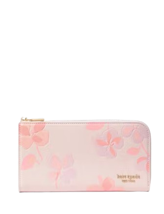 Kate Spade New York Devin Spring Pansies Zip-around Continental Wallet Blush Cloud
