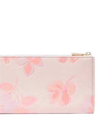 Kate Spade New York Devin Spring Pansies Zip-around Continental Wallet Blush Cloud