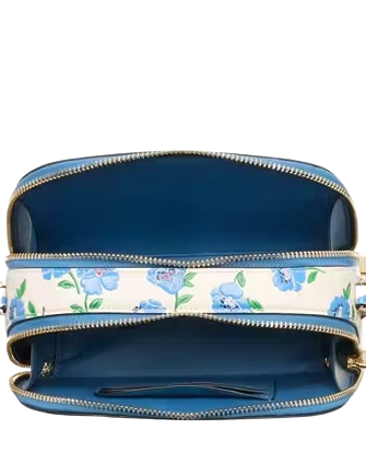 Kate Spade New York Devin Springtime Blooms Double Zip Dome Crossbody Cream