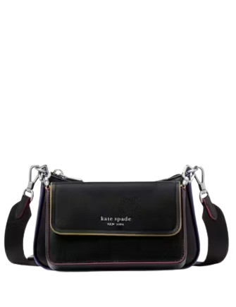 Kate Spade New York Double Up Glitter Edge Crossbody Black