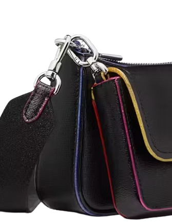 Kate Spade New York Double Up Glitter Edge Crossbody Black