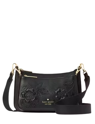 Kate Spade New York Duet Floral Applique Small Crossbody Black