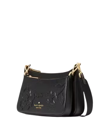 Kate Spade New York Duet Floral Applique Small Crossbody Black