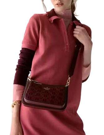 Kate Spade New York Duet Spade Flower Embroidered Small Crossbody Dark Merlot