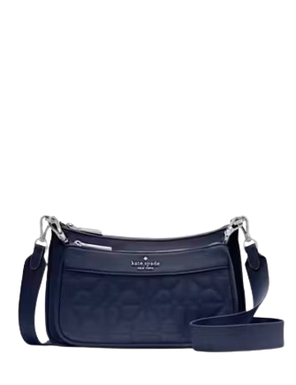 Kate Spade New York Duet Spade Flower Quilted Nylon Crossbody Parisian Navy