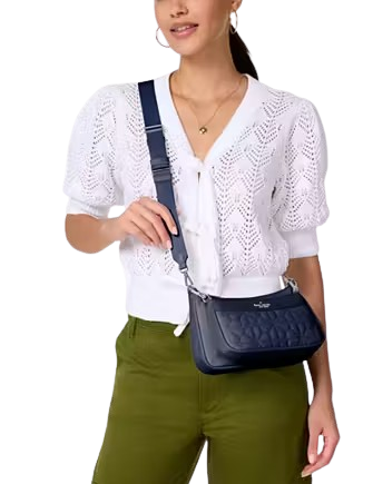 Kate Spade New York Duet Spade Flower Quilted Nylon Crossbody Parisian Navy