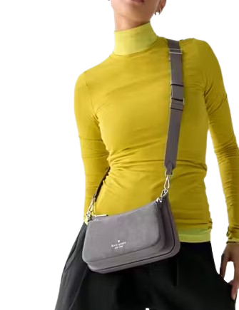 Kate Spade New York Duet Suede Small Crossbody Hare Grey