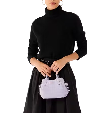 Kate Spade New York Dumpling Croc Embossed Mini Satchel Lavender Cream