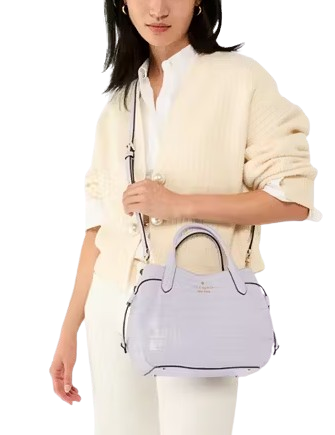 Kate Spade New York Dumpling Croc Embossed Small Satchel Lavender Cream