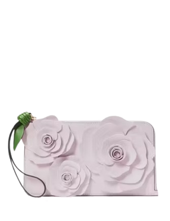 Kate Spade New York Flora Flower Medium L-Zip Wristlet Pale Amethyst