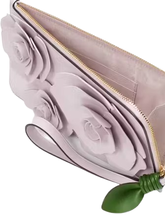 Kate Spade New York Flora Flower Medium L-Zip Wristlet Pale Amethyst