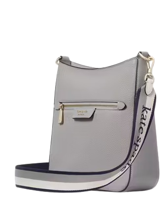 Kate Spade New York Hudson Pebbled Leather Large Messenger Crossbody Mountain Grey