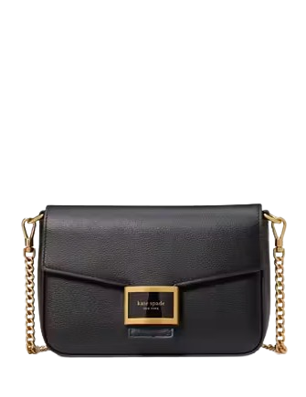Kate Spade New York Katy Textured Leather Flap Chain Crossbody Black